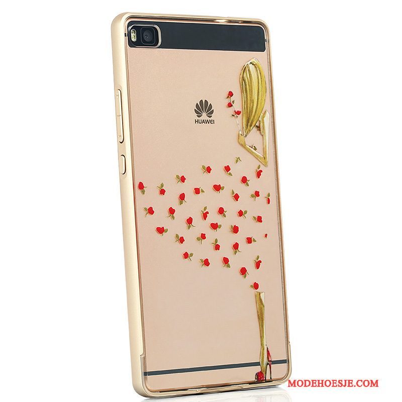 Hoesje Huawei P8 Metaal Persoonlijk Hoge, Hoes Huawei P8 Scheppend Omlijsting Wit