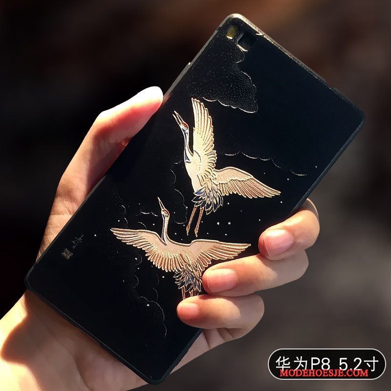 Hoesje Huawei P8 Reliëf Hoge Roze, Hoes Huawei P8 Scheppend Geel Anti-fall