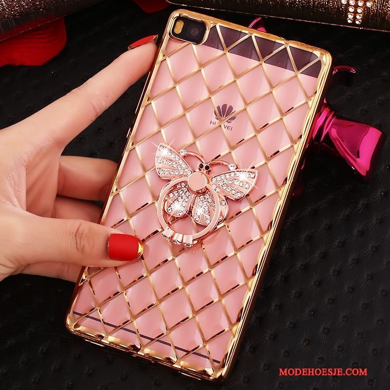 Hoesje Huawei P8 Strass Telefoon Goud, Hoes Huawei P8 Zacht