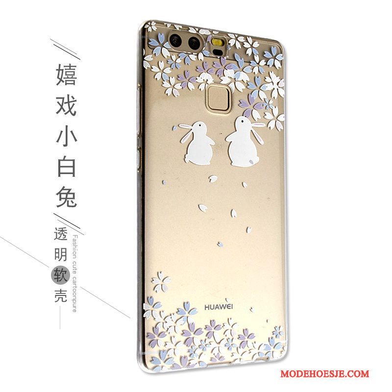 Hoesje Huawei P9 Bescherming Telefoon Anti-fall, Hoes Huawei P9 Siliconen Roze Mooie