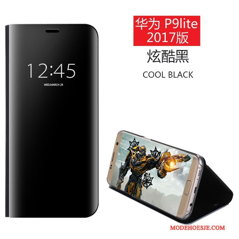 Hoesje Huawei P9 Lite Leer Anti-fall Spiegel, Hoes Huawei P9 Lite Bescherming Donkerblauwtelefoon