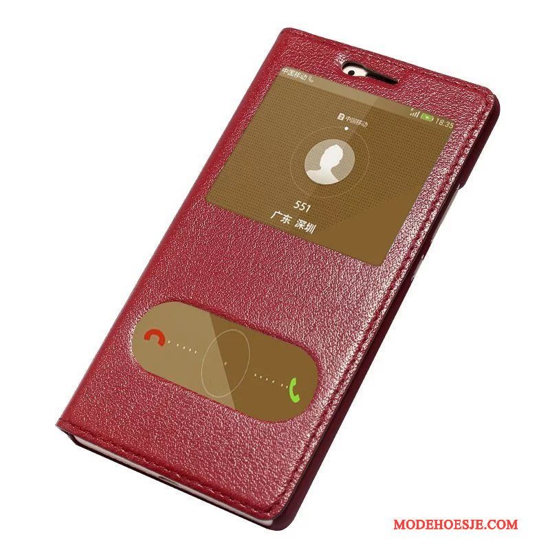 Hoesje Huawei P9 Lite Leer Telefoon Jeugd, Hoes Huawei P9 Lite Folio Rood Anti-fall