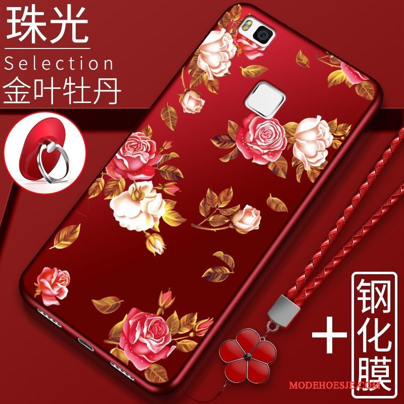 Hoesje Huawei P9 Lite Siliconen Jeugd Perzik Bloesem, Hoes Huawei P9 Lite Bescherming Rood Hanger