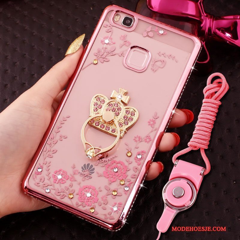 Hoesje Huawei P9 Lite Strass Ring Hanger, Hoes Huawei P9 Lite Bescherming Telefoon Omlijsting