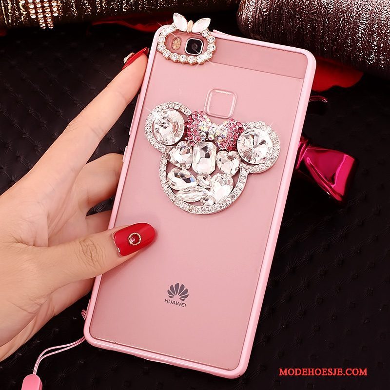 Hoesje Huawei P9 Lite Trass Telefoon Jeugd, Hoes Huawei P9 Lite Zacht Hanger Roze