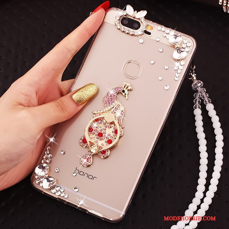 Hoesje Huawei P9 Plus Bescherming Ringtelefoon, Hoes Huawei P9 Plus Scheppend Opknoping Nek Goud