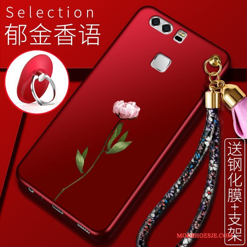Hoesje Huawei P9 Plus Siliconen Persoonlijk Rood, Hoes Huawei P9 Plus Scheppend Anti-falltelefoon