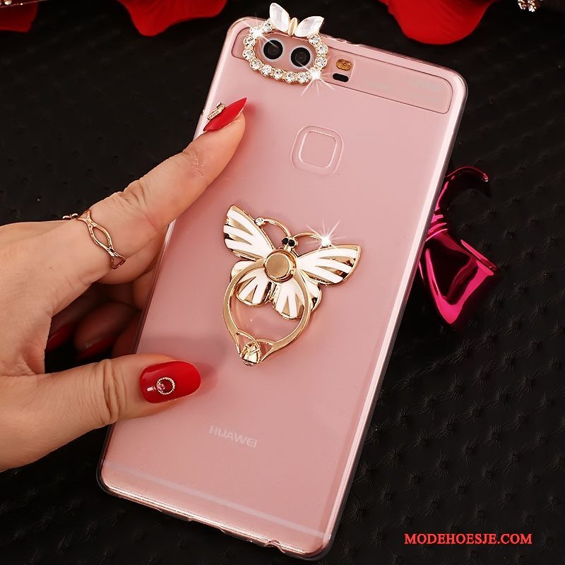 Hoesje Huawei P9 Plus Siliconen Telefoon Roze, Hoes Huawei P9 Plus Zacht Dun Anti-fall