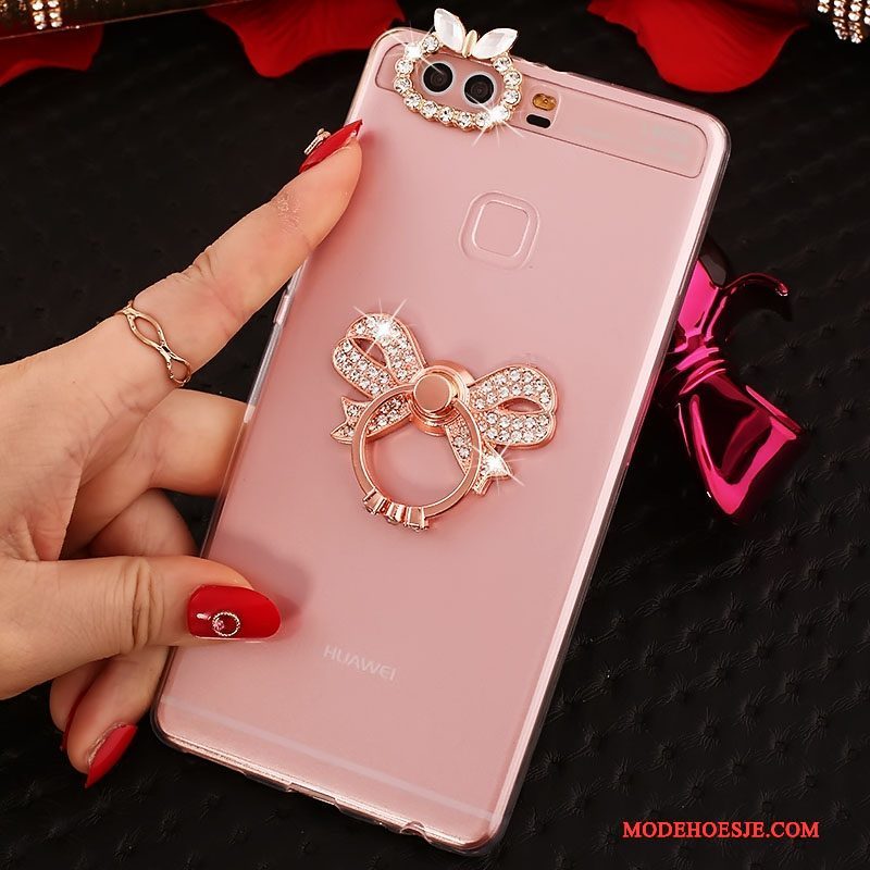 Hoesje Huawei P9 Plus Siliconen Telefoon Roze, Hoes Huawei P9 Plus Zacht Dun Anti-fall