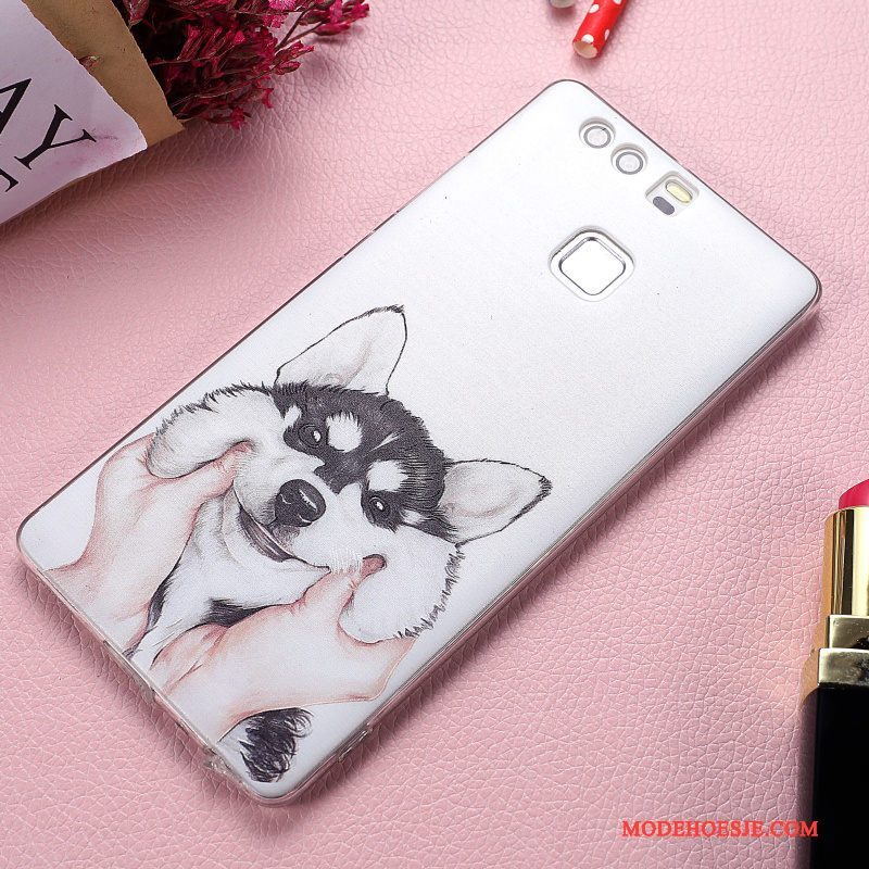 Hoesje Huawei P9 Plus Zacht Anti-fall Net Red, Hoes Huawei P9 Plus Zakken Original Roze