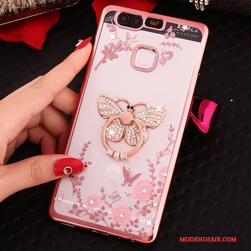 Hoesje Huawei P9 Plus Zacht Telefoon Pu, Hoes Huawei P9 Plus Bescherming Roze