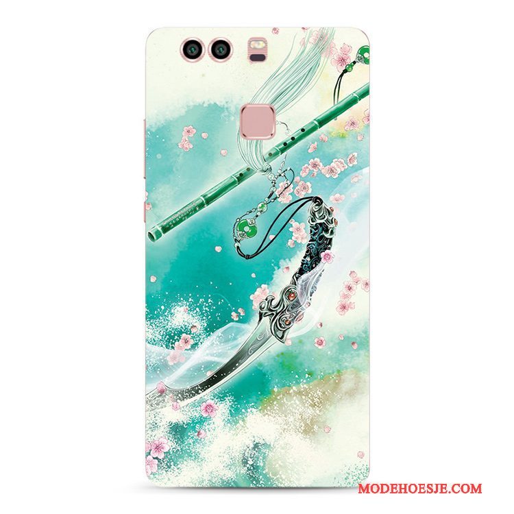 Hoesje Huawei P9 Plus Zakken Telefoon Inkt Schilderij, Hoes Huawei P9 Plus Bescherming Lichtblauw Chinese Stijl