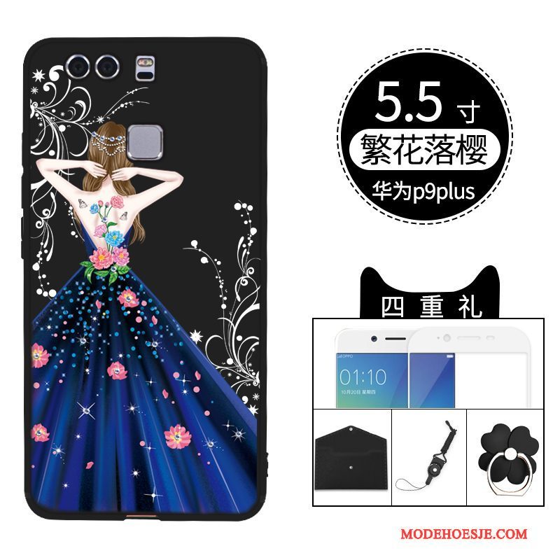 Hoesje Huawei P9 Plus Zakken Zwart Trendy Merk, Hoes Huawei P9 Plus Scheppend Rood Anti-fall