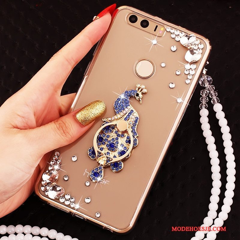 Hoesje Huawei P9 Siliconen Hanger Goud, Hoes Huawei P9 Zakken Ring Anti-fall