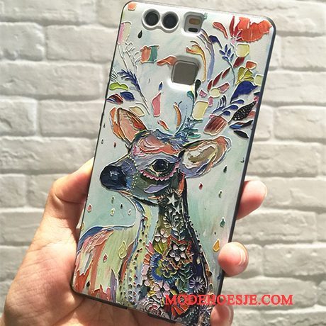 Hoesje Huawei P9 Zacht Hangertelefoon, Hoes Huawei P9 Reliëf Roze Schrobben