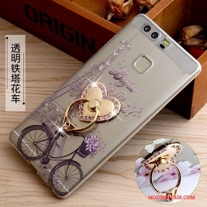 Hoesje Huawei P9 Zacht Telefoon Anti-fall, Hoes Huawei P9 Bescherming Ring Klittenband