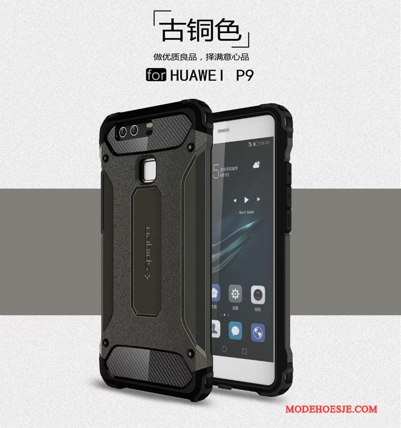 Hoesje Huawei P9 Zakken Drie Verdedigingen Gasbag, Hoes Huawei P9 Bescherming Anti-fall Zilver