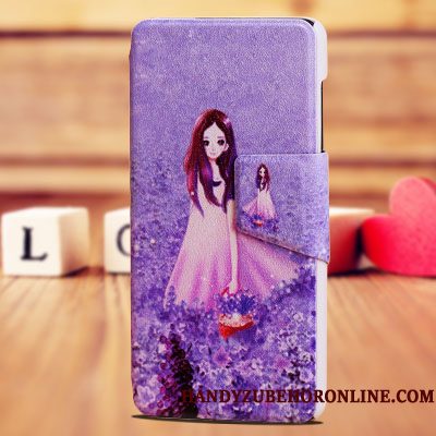 Hoesje Huawei Y5 2018 Leer Purper, Hoes Huawei Y5 2018 Bescherming