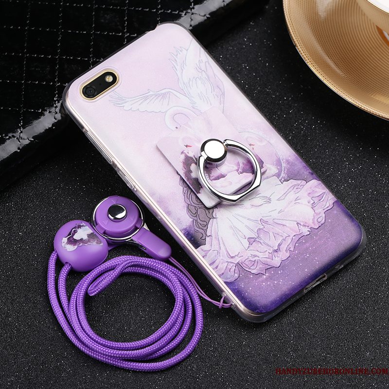 Hoesje Huawei Y5 2018 Zacht Roodtelefoon, Hoes Huawei Y5 2018 Spotprent Ring Hanger