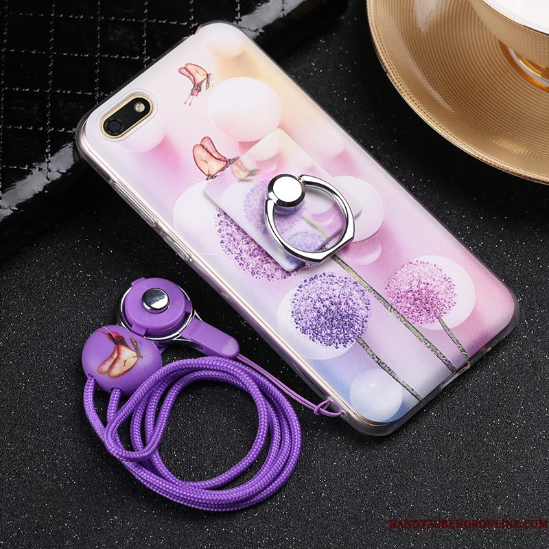 Hoesje Huawei Y5 2018 Zacht Roodtelefoon, Hoes Huawei Y5 2018 Spotprent Ring Hanger