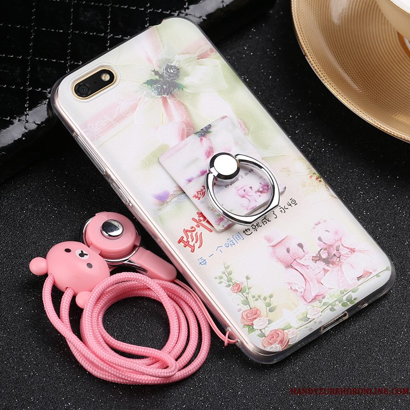 Hoesje Huawei Y5 2018 Zacht Roodtelefoon, Hoes Huawei Y5 2018 Spotprent Ring Hanger