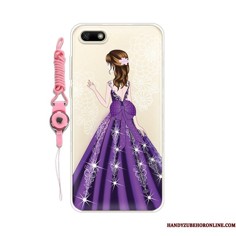 Hoesje Huawei Y5 2018 Zacht Telefoon Hanger, Hoes Huawei Y5 2018 Bescherming Pas Purper