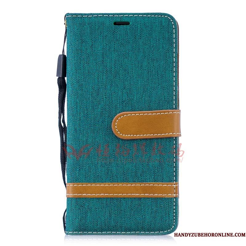 Hoesje Huawei Y5 2019 Folio Denim Rood, Hoes Huawei Y5 2019 Zakken Anti-fall Trend