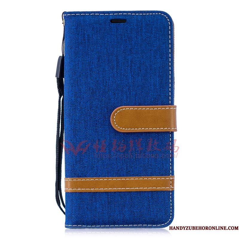 Hoesje Huawei Y5 2019 Folio Denim Rood, Hoes Huawei Y5 2019 Zakken Anti-fall Trend