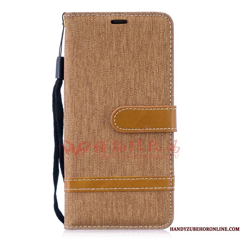 Hoesje Huawei Y5 2019 Folio Denim Rood, Hoes Huawei Y5 2019 Zakken Anti-fall Trend