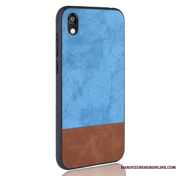 Hoesje Huawei Y5 2019 Leer Gemengde Kleuren Denim, Hoes Huawei Y5 2019 Zakken Hard Blauw