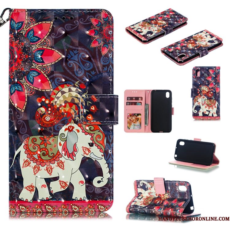 Hoesje Huawei Y5 2019 Leer Wit Anti-fall, Hoes Huawei Y5 2019 Siliconen