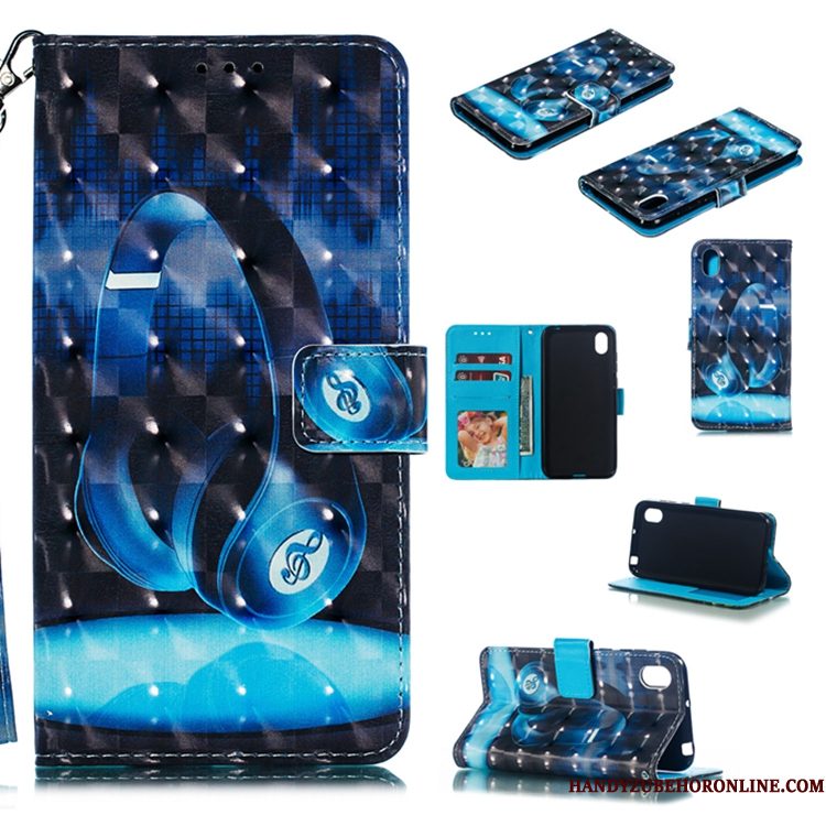 Hoesje Huawei Y5 2019 Leer Wit Anti-fall, Hoes Huawei Y5 2019 Siliconen