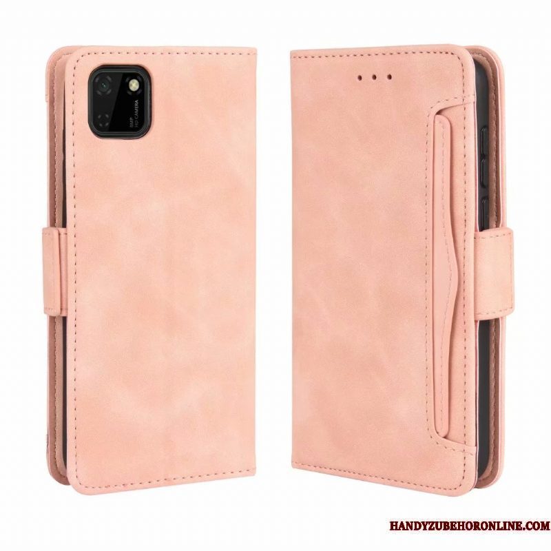 Hoesje Huawei Y5p Zakken Kaart Roze, Hoes Huawei Y5p Portemonnee Telefoon