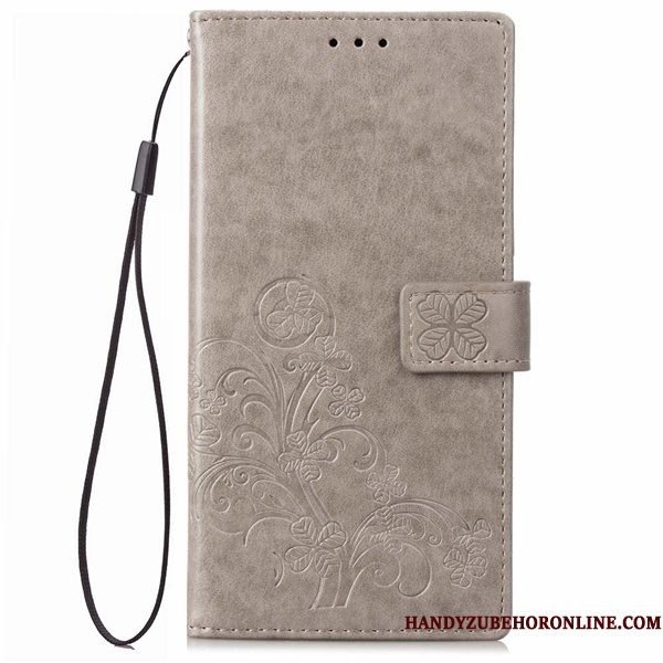 Hoesje Huawei Y6 2018 Leer Reliëf Hanger, Hoes Huawei Y6 2018 Bescherming Zwarttelefoon