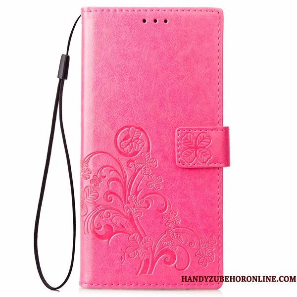 Hoesje Huawei Y6 2018 Leer Reliëf Hanger, Hoes Huawei Y6 2018 Bescherming Zwarttelefoon