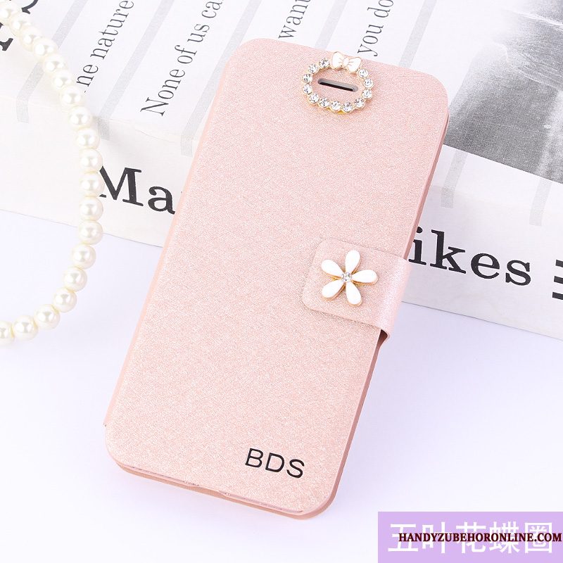 Hoesje Huawei Y6 2018 Leer Roze Anti-fall, Hoes Huawei Y6 2018 Folio Telefoon