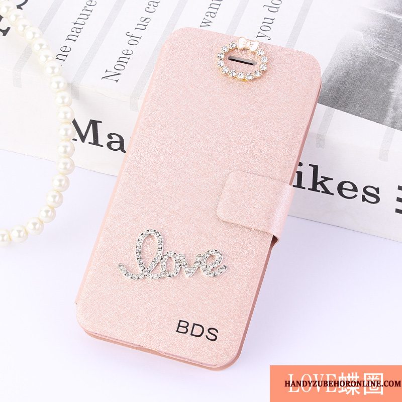 Hoesje Huawei Y6 2018 Leer Roze Anti-fall, Hoes Huawei Y6 2018 Folio Telefoon