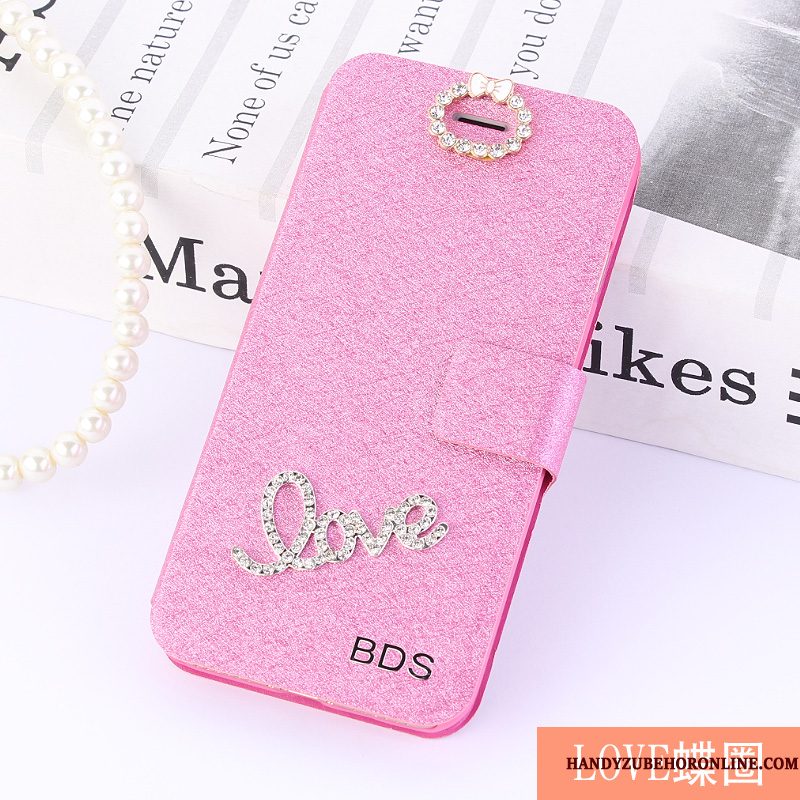 Hoesje Huawei Y6 2018 Leer Roze Anti-fall, Hoes Huawei Y6 2018 Folio Telefoon