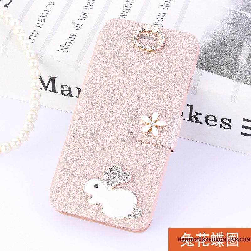 Hoesje Huawei Y6 2018 Leer Roze Anti-fall, Hoes Huawei Y6 2018 Folio Telefoon