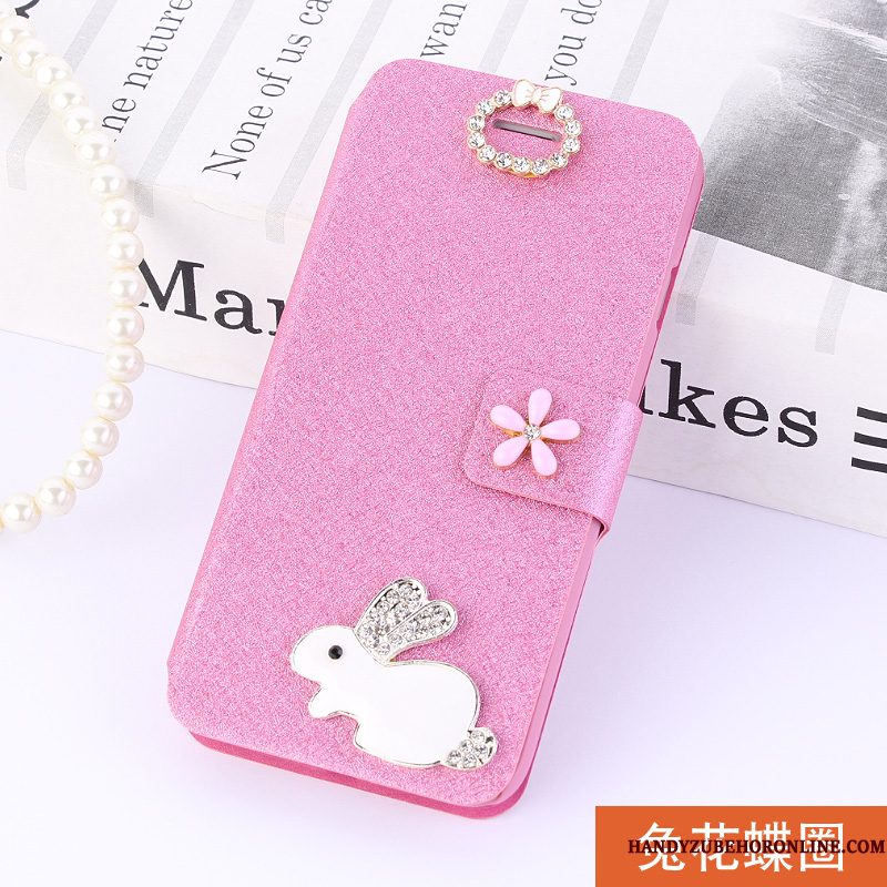 Hoesje Huawei Y6 2018 Leer Roze Anti-fall, Hoes Huawei Y6 2018 Folio Telefoon