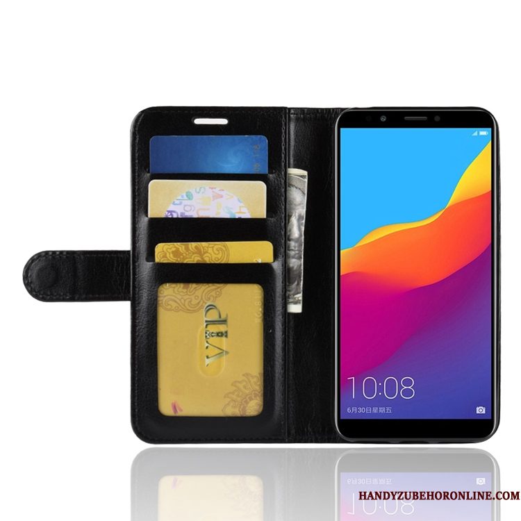 Hoesje Huawei Y6 2018 Portemonnee Patroon Rood, Hoes Huawei Y6 2018 Leer Anti-fall Kaart