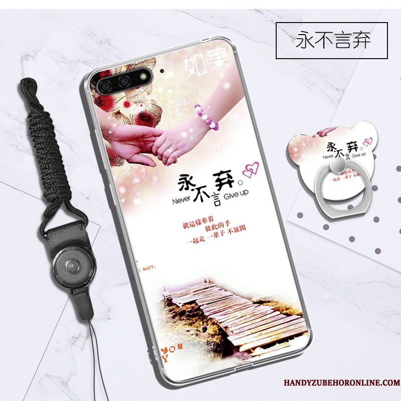 Hoesje Huawei Y6 2018 Siliconen Opknoping Nektelefoon, Hoes Huawei Y6 2018 Purper