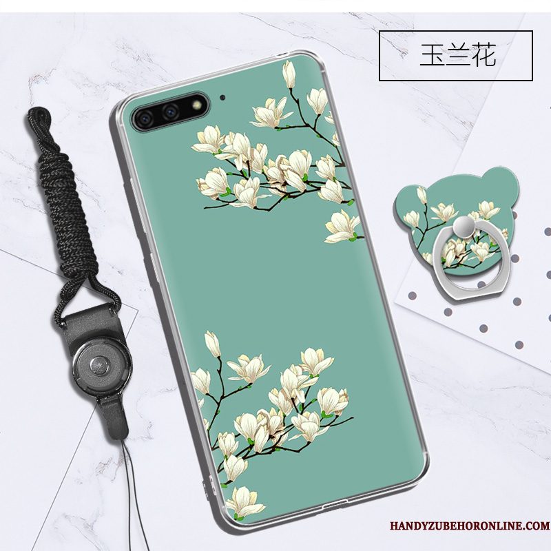 Hoesje Huawei Y6 2018 Siliconen Opknoping Nektelefoon, Hoes Huawei Y6 2018 Purper