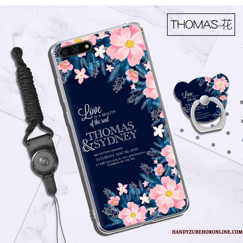 Hoesje Huawei Y6 2018 Siliconen Opknoping Nektelefoon, Hoes Huawei Y6 2018 Purper