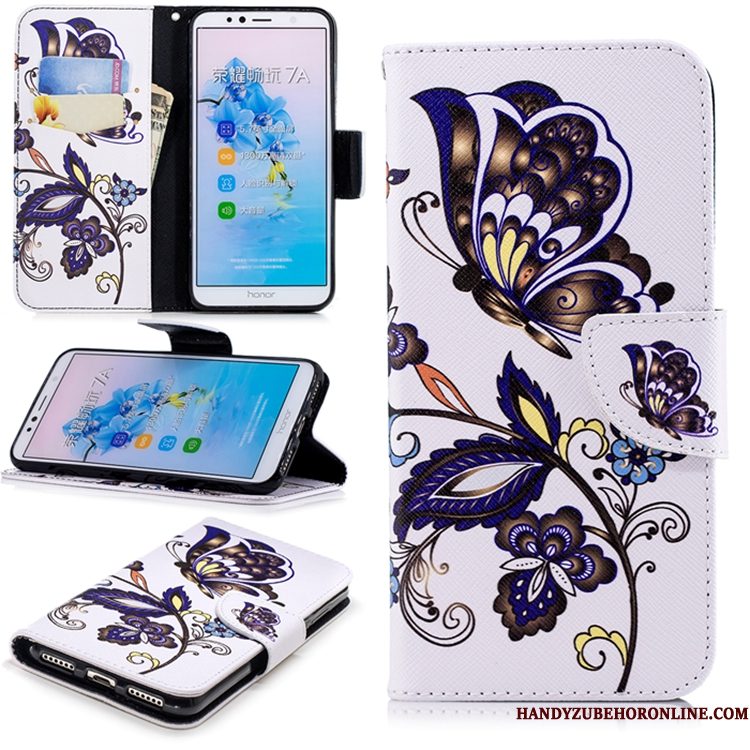 Hoesje Huawei Y6 2018 Zakken Anti-fall Wit, Hoes Huawei Y6 2018 Folio