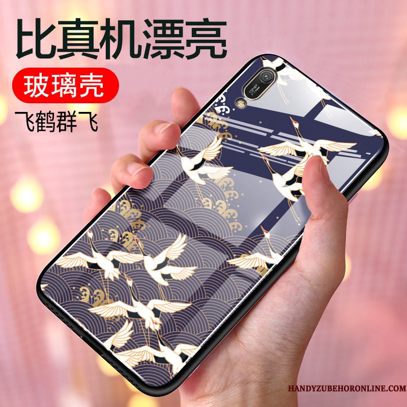 Hoesje Huawei Y6 2019 Bescherming Blauw Mooi, Hoes Huawei Y6 2019 Scheppend Persoonlijk Chinese Stijl