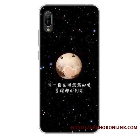 Hoesje Huawei Y6 2019 Scheppend Telefoon Zwart, Hoes Huawei Y6 2019 Spotprent Persoonlijk Anti-fall