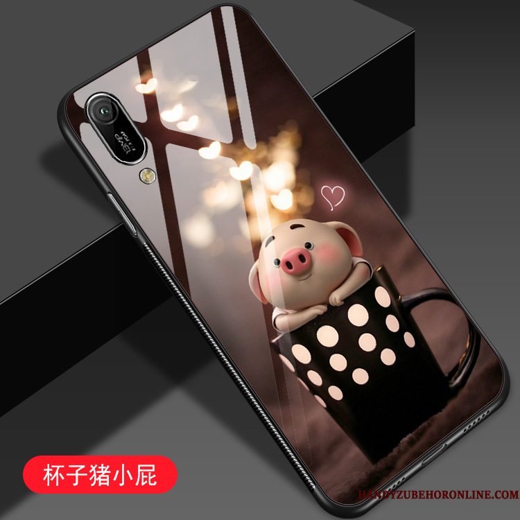 Hoesje Huawei Y6 2019 Siliconen Anti-fall Spiegel, Hoes Huawei Y6 2019 Zakken Net Red Glas