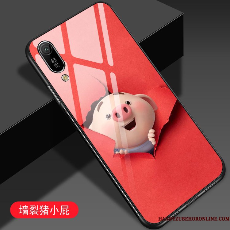 Hoesje Huawei Y6 2019 Siliconen Anti-fall Spiegel, Hoes Huawei Y6 2019 Zakken Net Red Glas