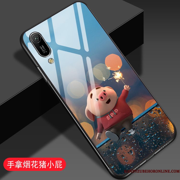 Hoesje Huawei Y6 2019 Siliconen Anti-fall Spiegel, Hoes Huawei Y6 2019 Zakken Net Red Glas